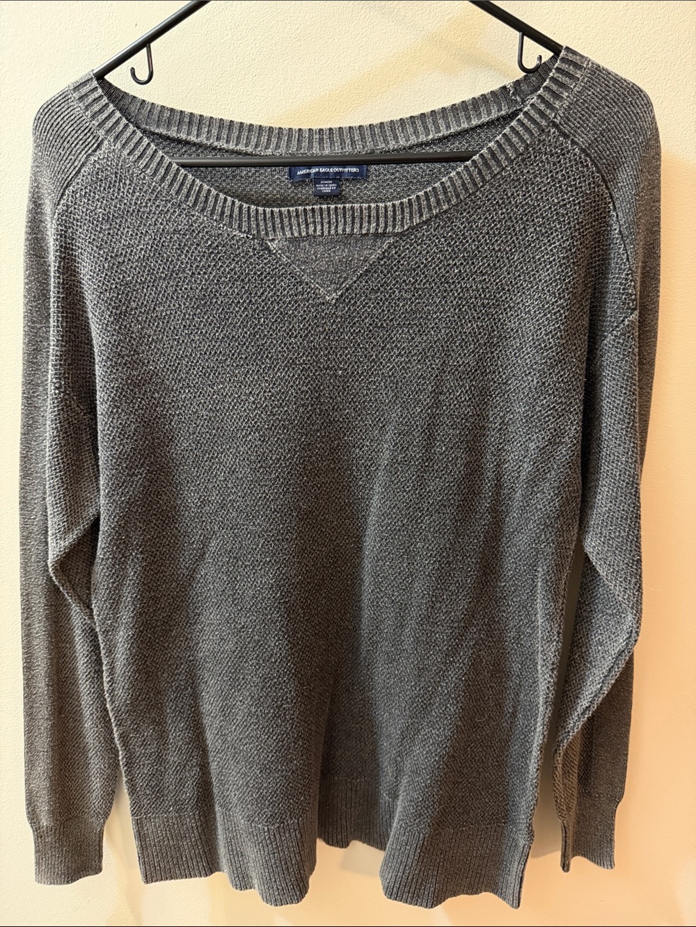 American Eagle Outfitters Women's Scoop Neck Sweater in Charcoal